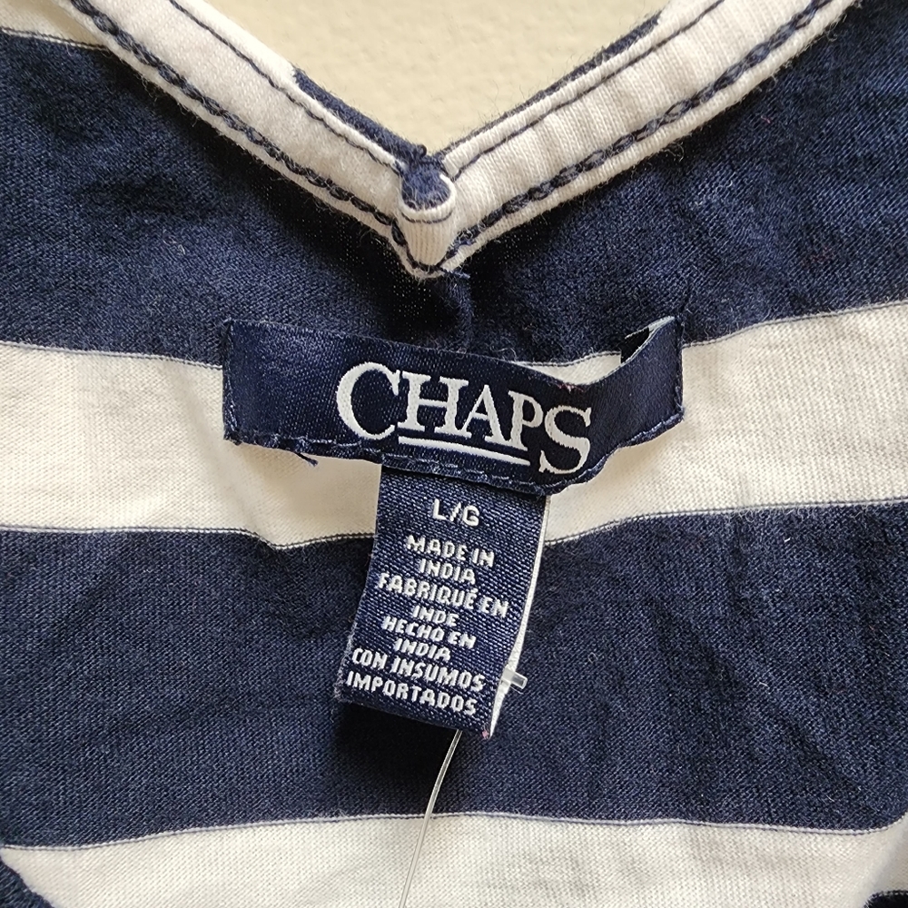 CHAPS Navy Blue & White Nautical Striped Maxi Dress Women's Size L - Picture 3 of 6